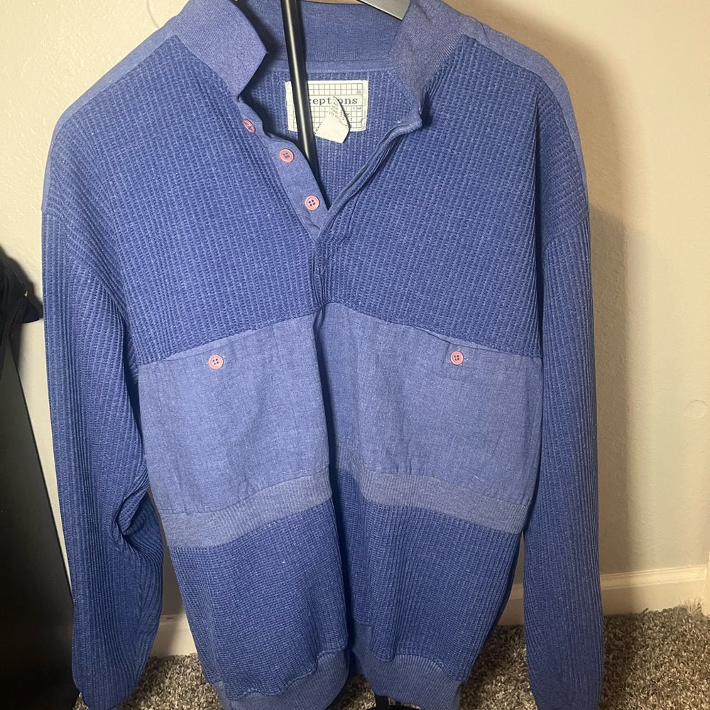 Vintage Men's Blue Lightweight Shirt Jacket