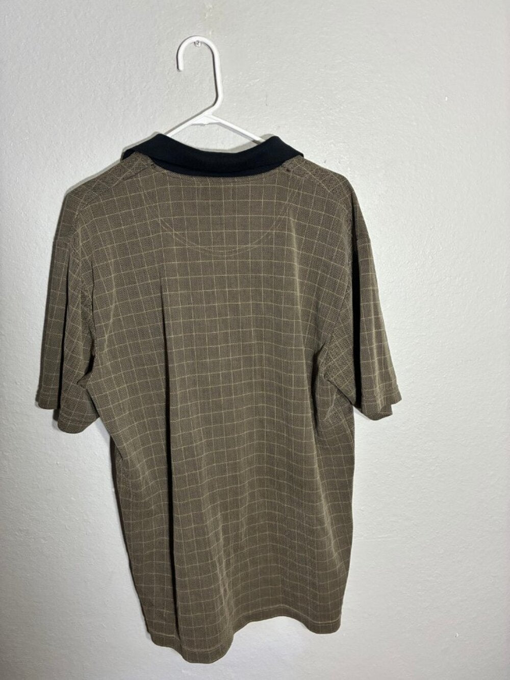 Vintage Axcess Men Polo Shirt Large Brown Black Checkered Y2K Retro