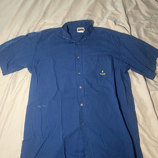 Wrangler Men's Blue Pinstripe Button Down Shirt
