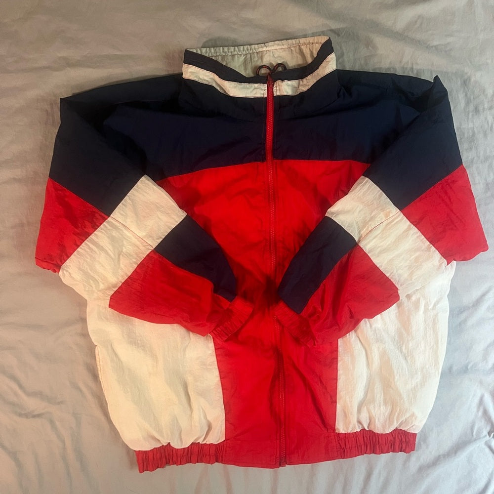 Vintage Red, White and Blue Windbreaker Jacket (XL)