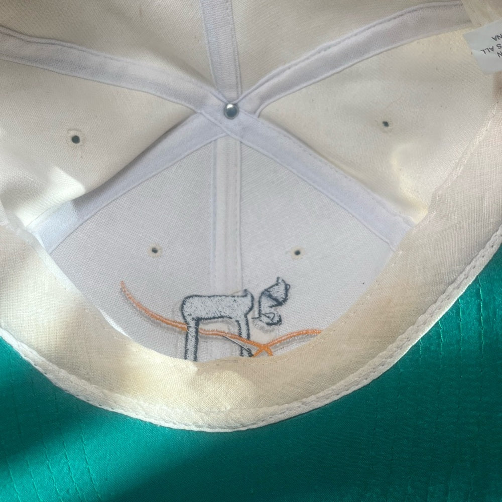 Cream and Dark Blue Chai Cap with Embroidery