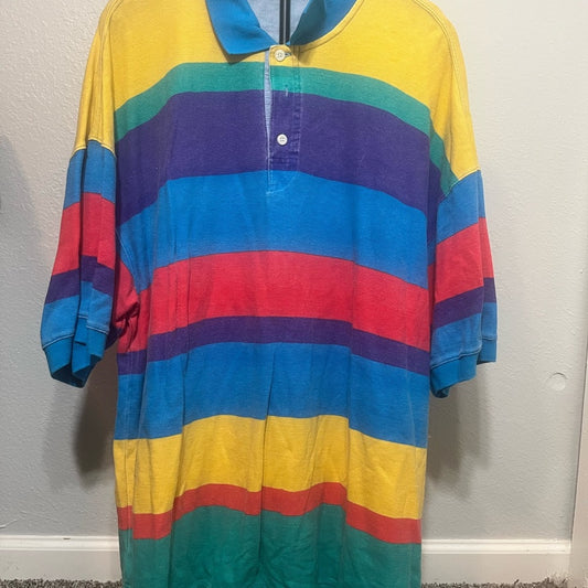 Vintage Eddie Bauer Multicolor Striped Polo Shirt