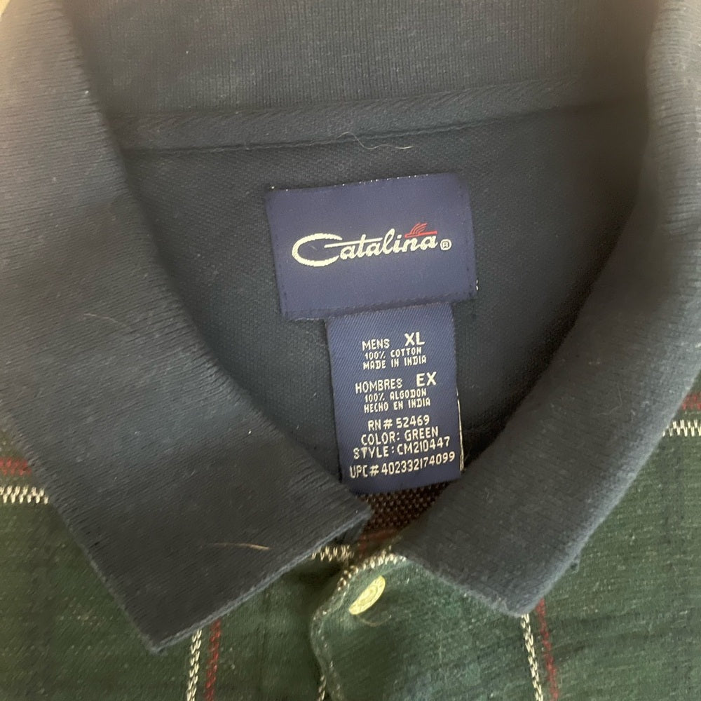 Catalina Green and Navy Plaid Polo Shirt
