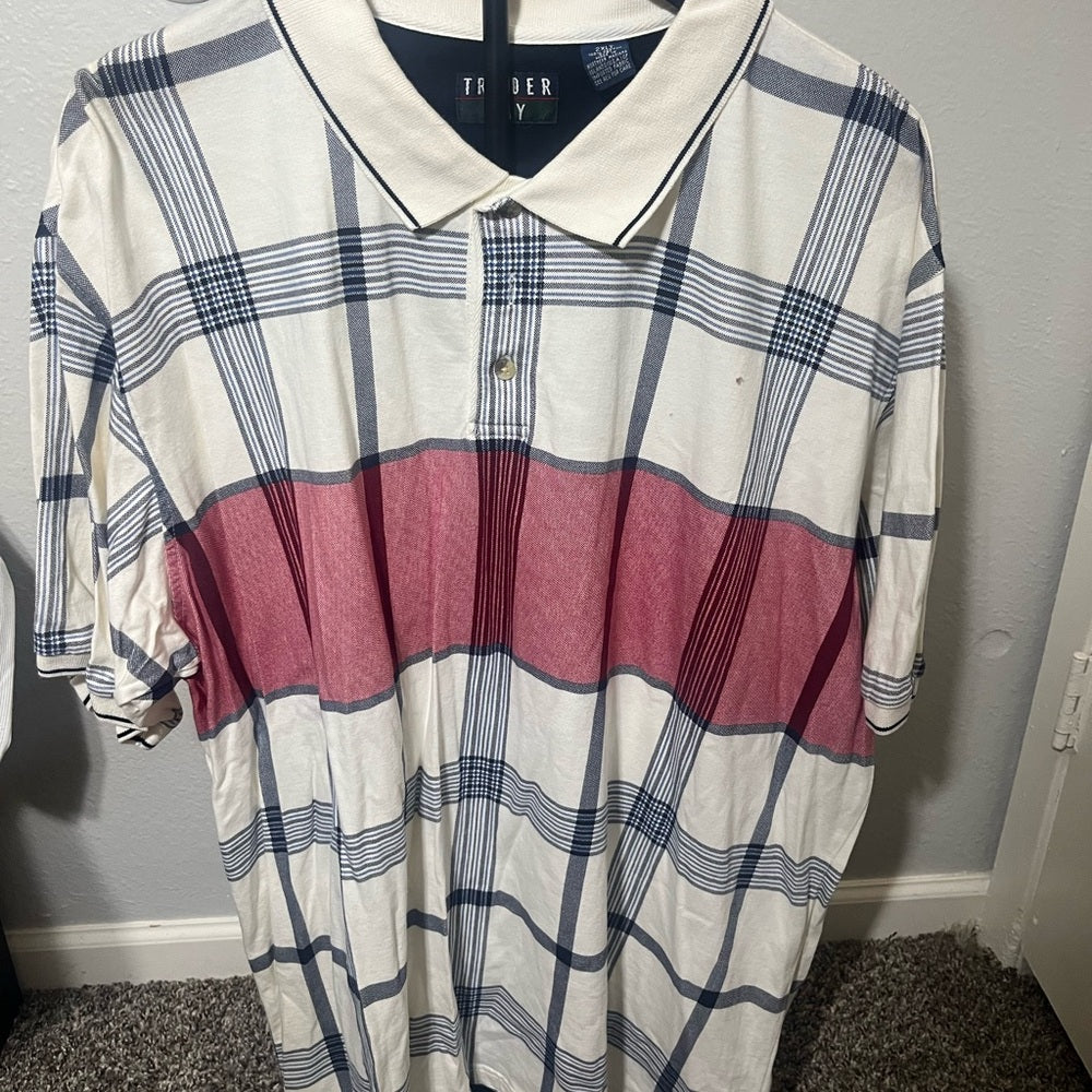 Trader Bay White and Red Plaid Shirt