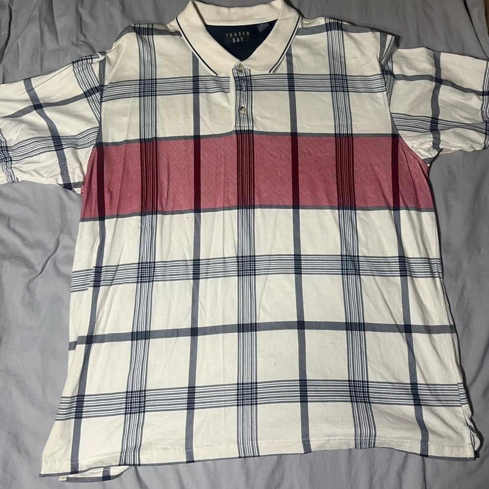 Trader Bay White and Red Plaid Shirt