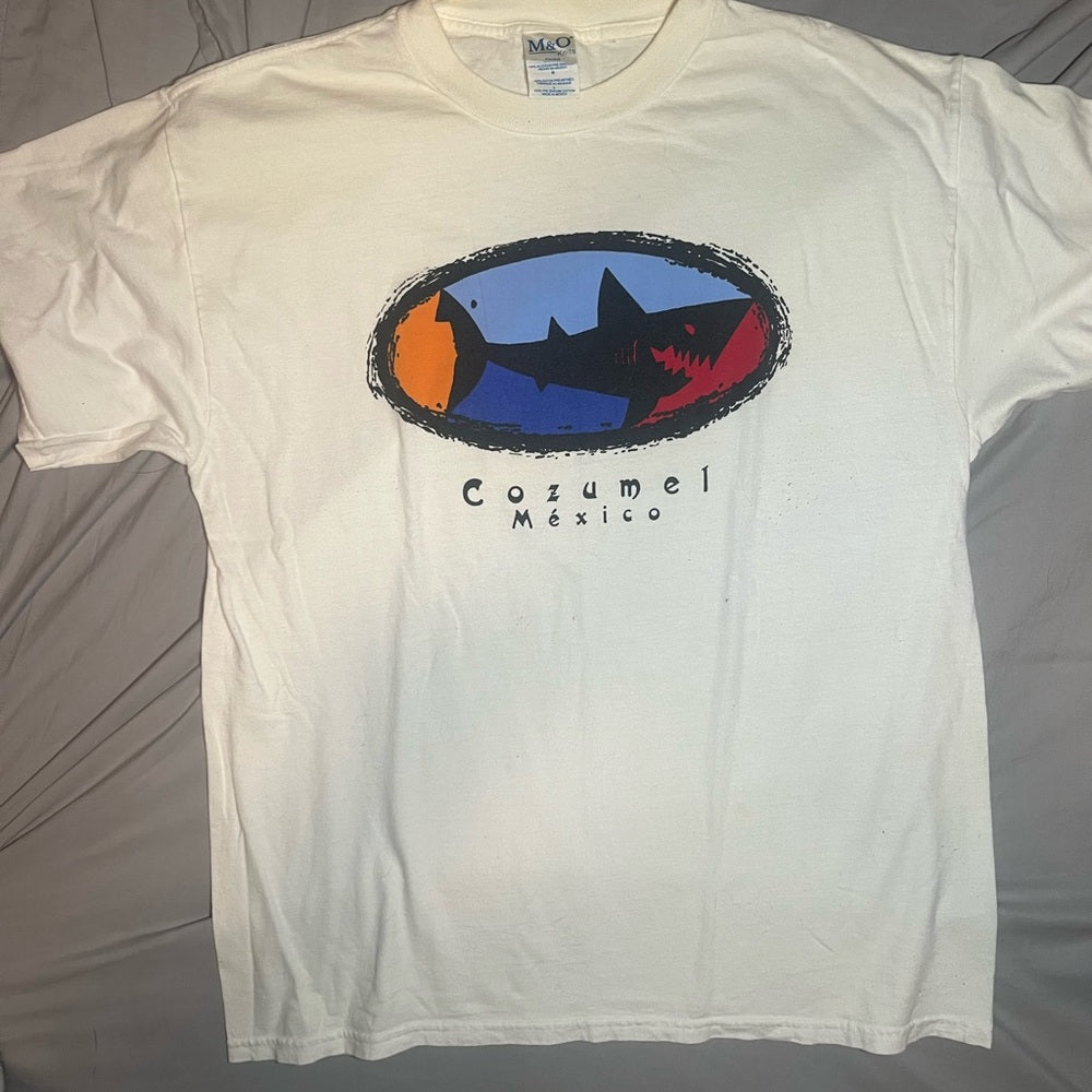 Cozumel México Shark Graphic Tee - Cream