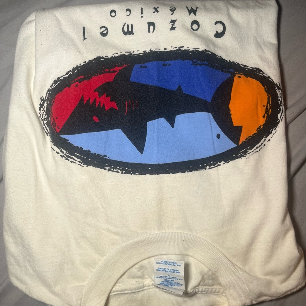 Cozumel México Shark Graphic Tee - Cream