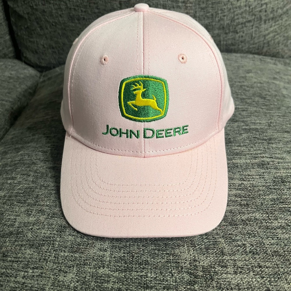 John Deere Light Pink Cap with Green Logo