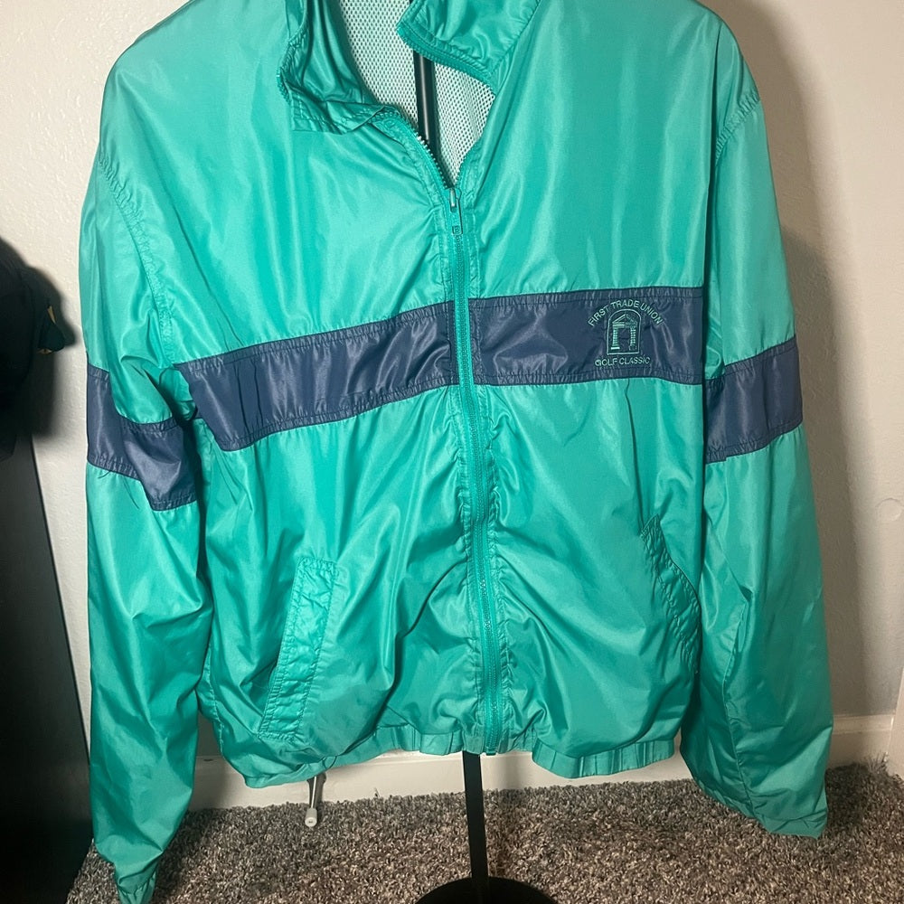 Vintage Teal and Navy Windbreaker Jacket