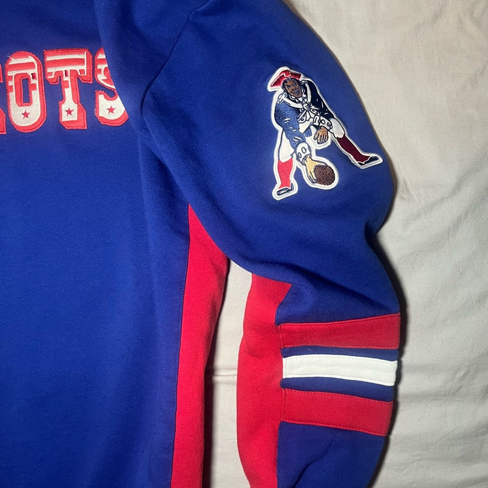 Mitchell & Ness Patriots Blue and Red Crewneck Sweater