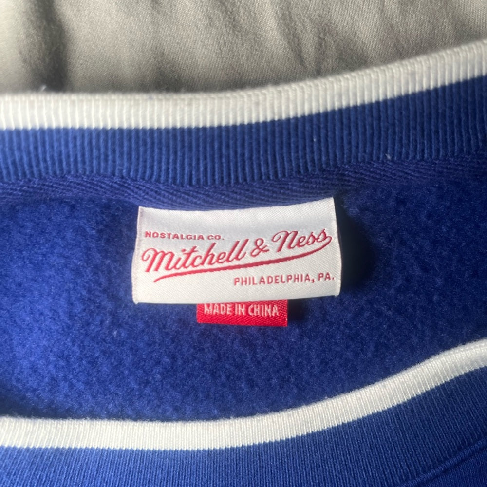 Mitchell & Ness Patriots Blue and Red Crewneck Sweater