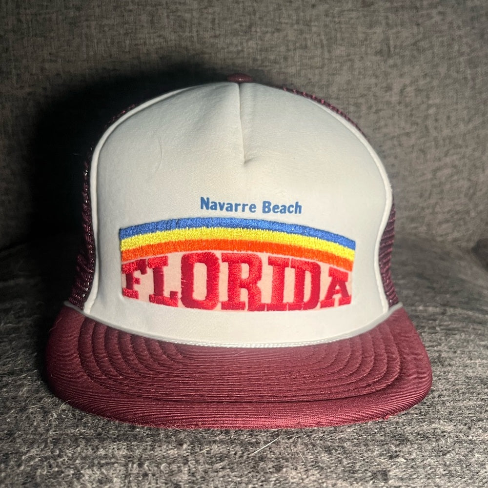 White and Burgundy Florida Hat