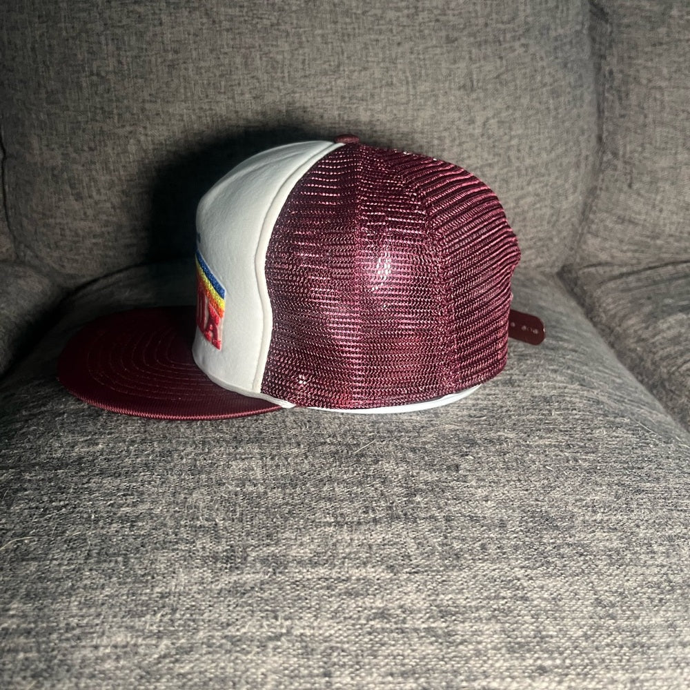 White and Burgundy Florida Hat