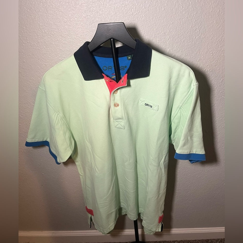 Orvis Mint and Coral Polo Shirt