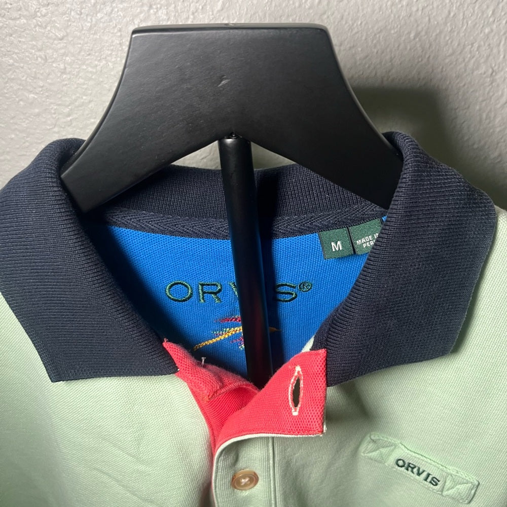 Orvis Mint and Coral Polo Shirt