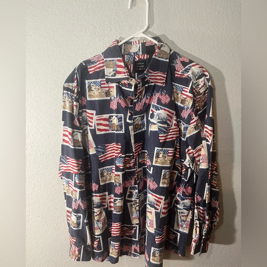 Vintage Patriotic Button Up - Cotton Trader Sports