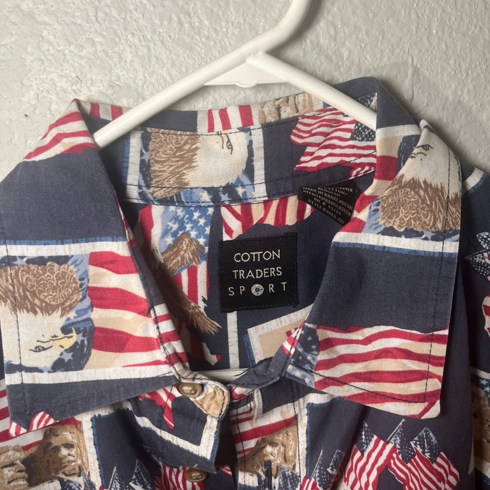 Vintage Patriotic Button Up - Cotton Trader Sports