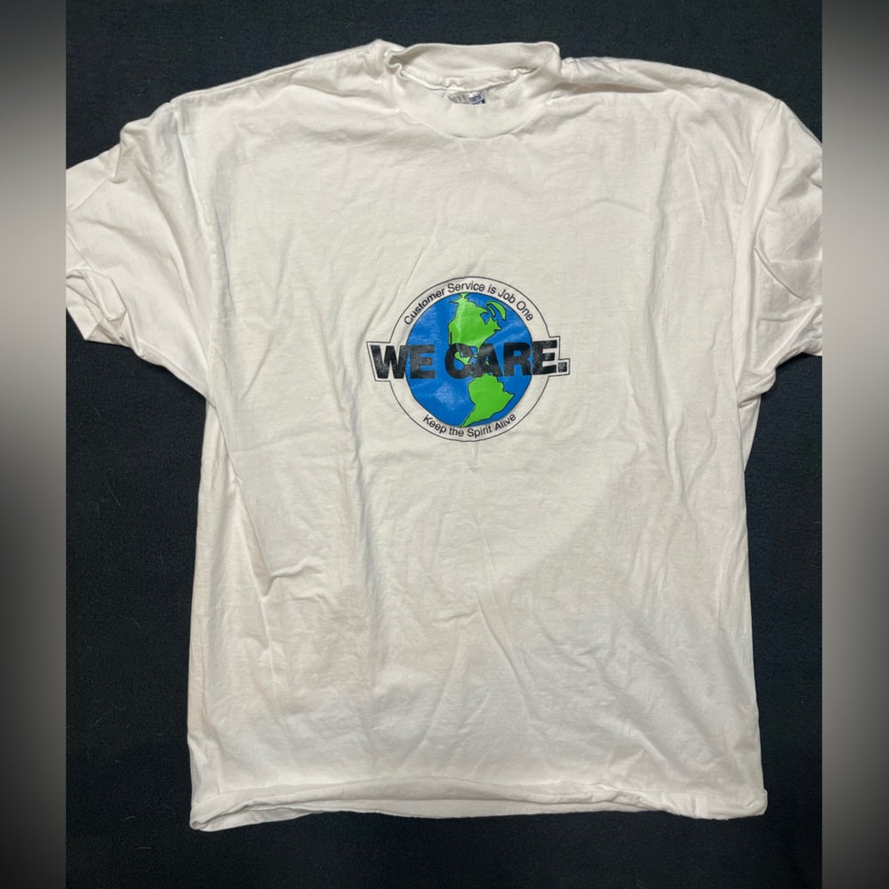 Vintage Graphic T Shirt- 'We Care'