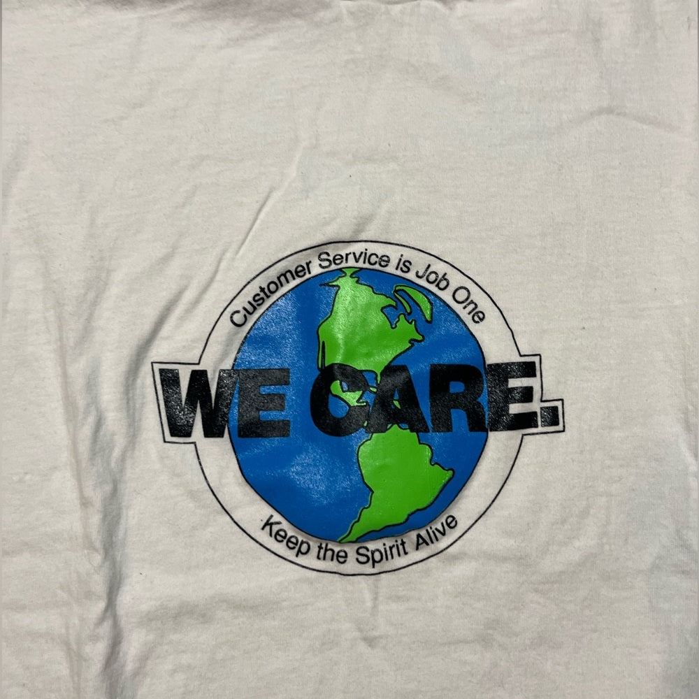Vintage Graphic T Shirt- 'We Care'