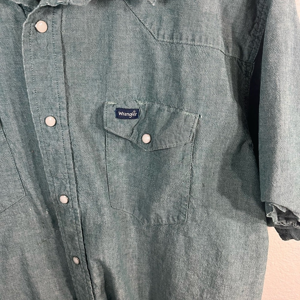 Wrangler Pearl Snap Men's Casual Green Button Down Shirt