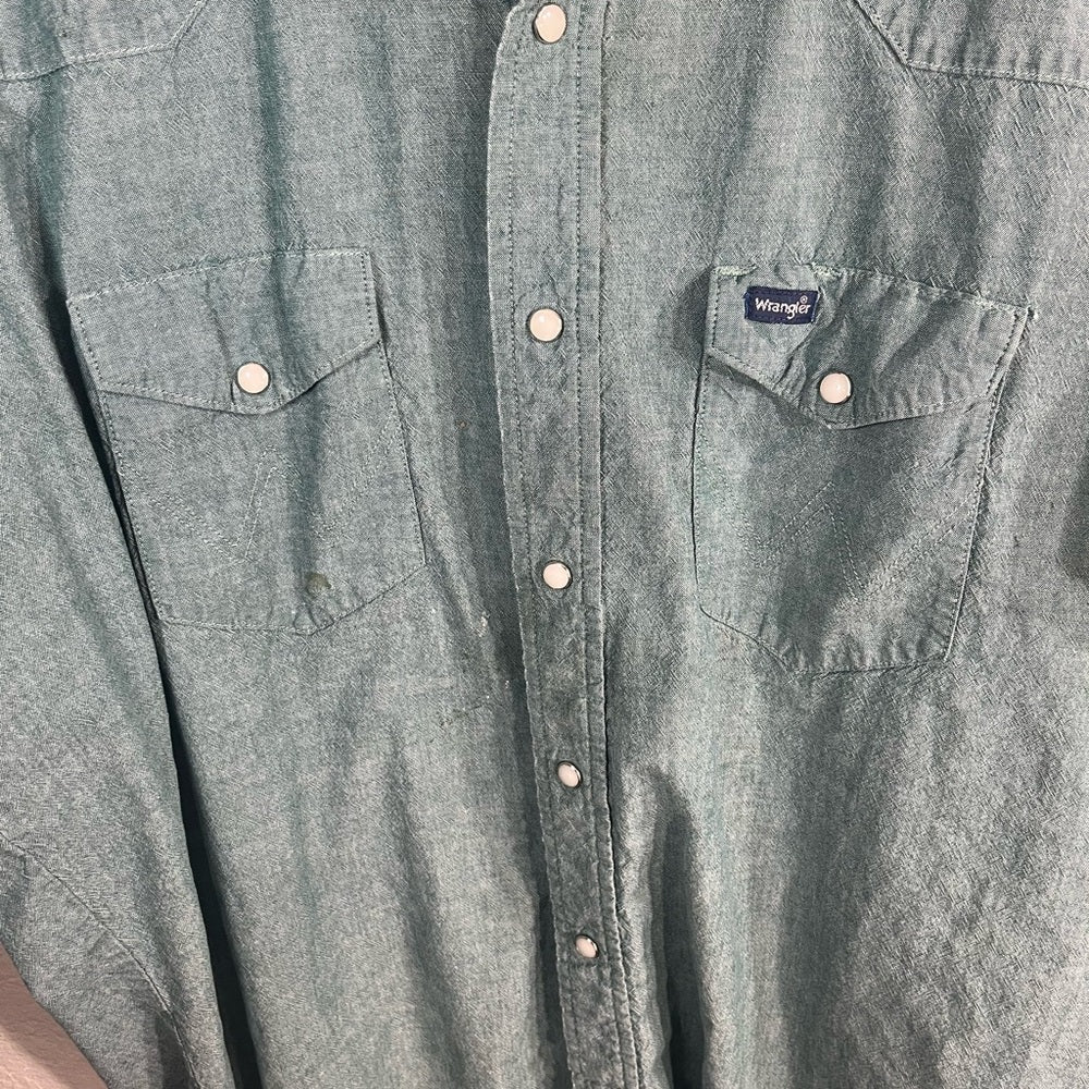 Wrangler Pearl Snap Men's Casual Green Button Down Shirt