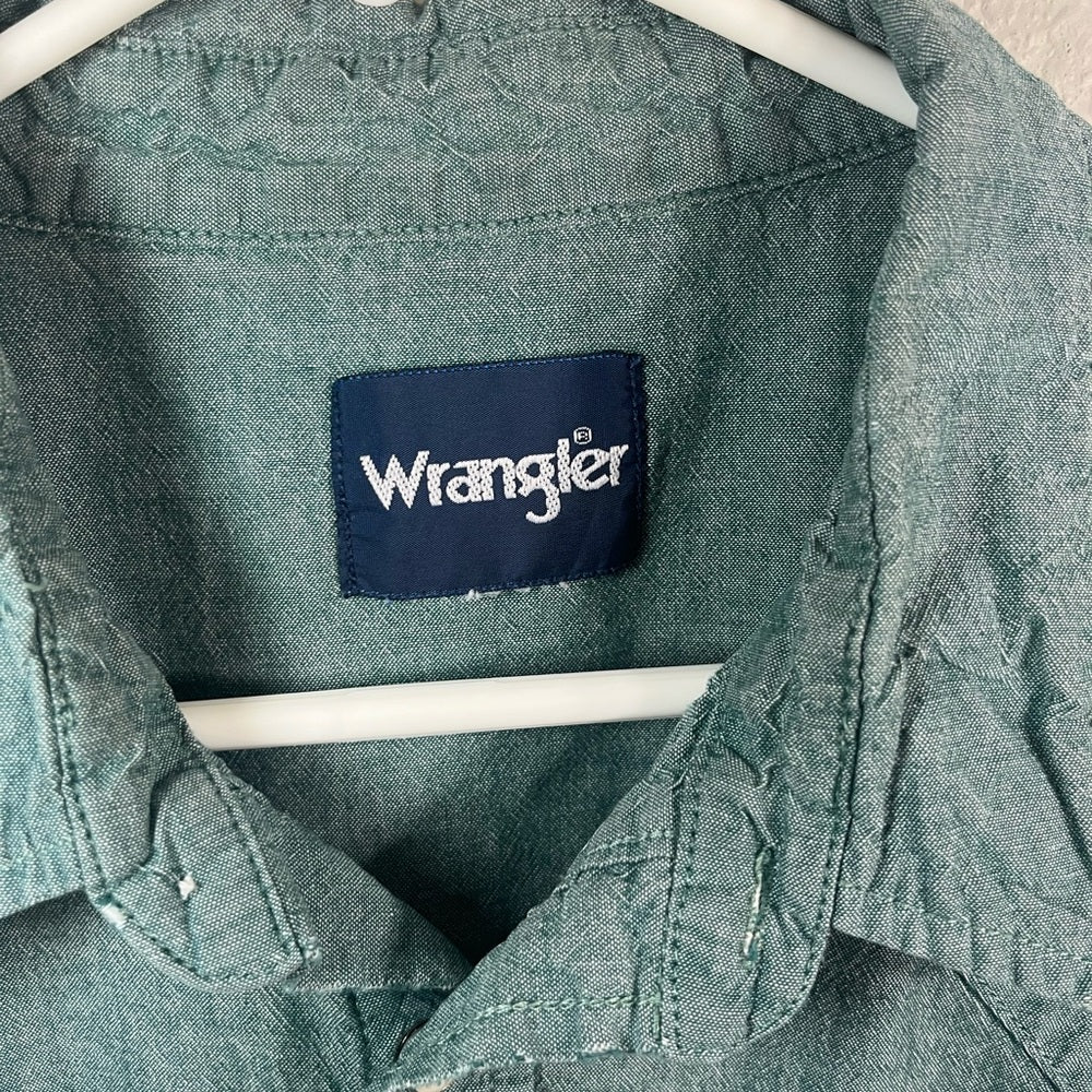 Wrangler Pearl Snap Men's Casual Green Button Down Shirt