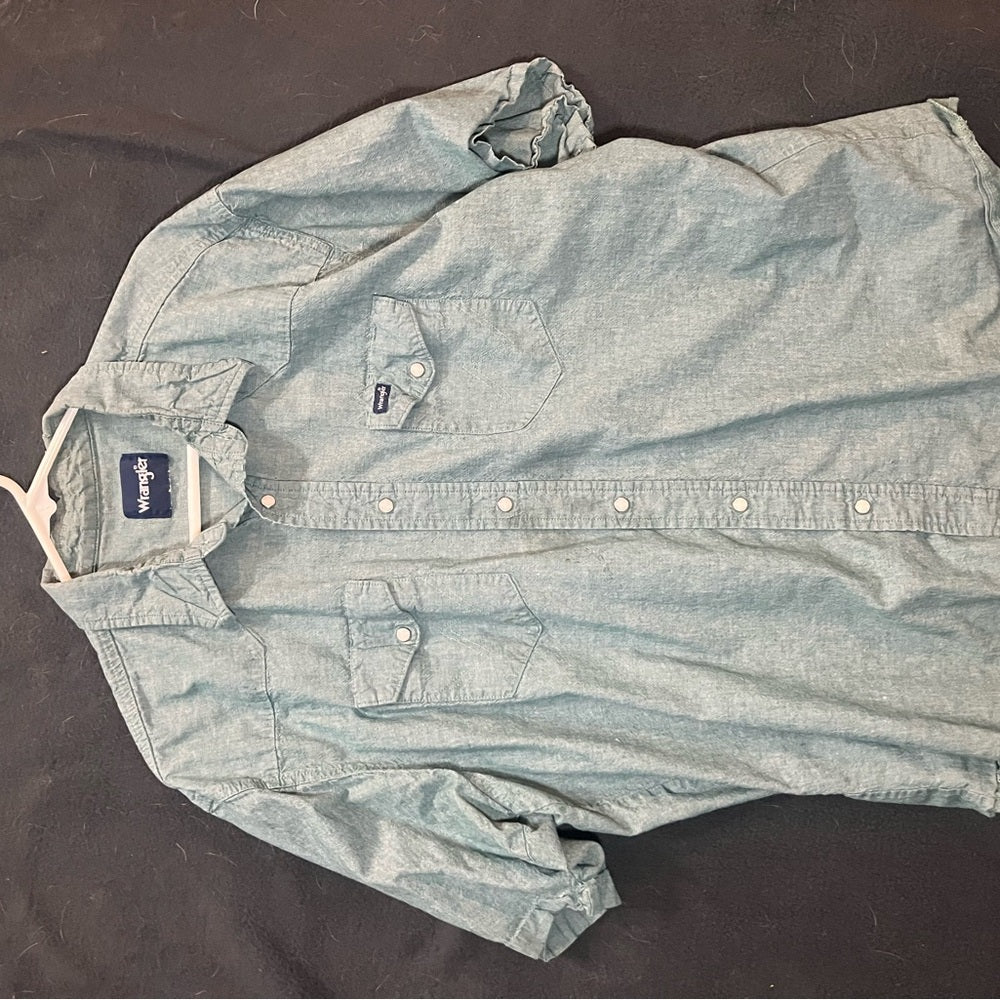 Wrangler Pearl Snap Men's Casual Green Button Down Shirt