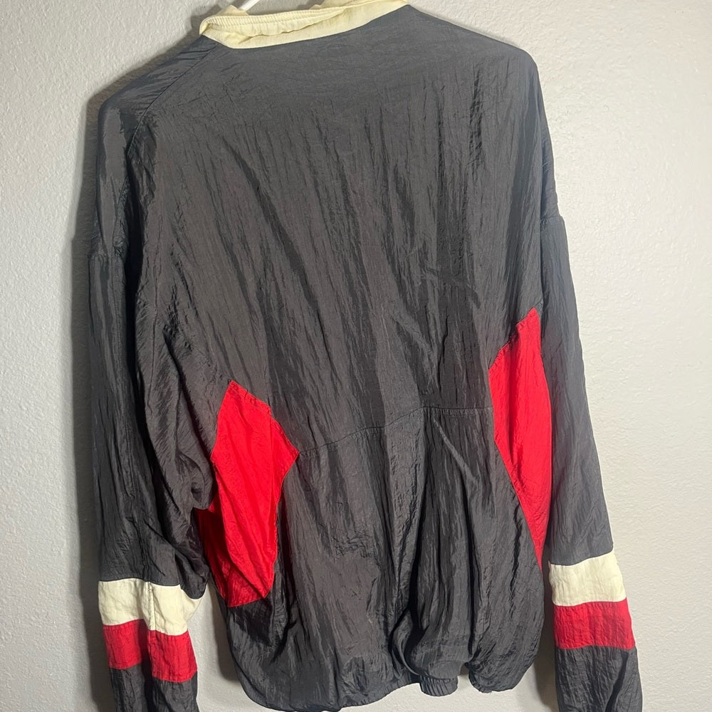 Vintage Grey, White and Red Cheetah Windbreaker