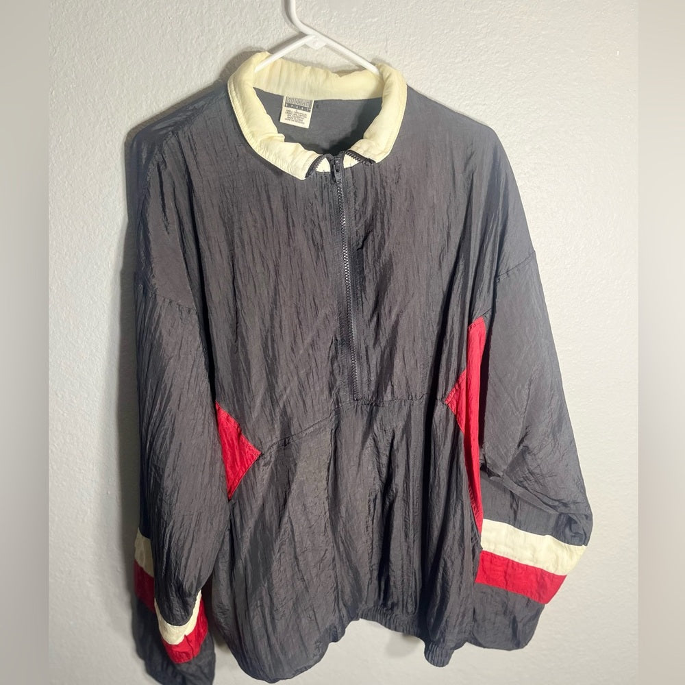 Vintage Grey, White and Red Cheetah Windbreaker
