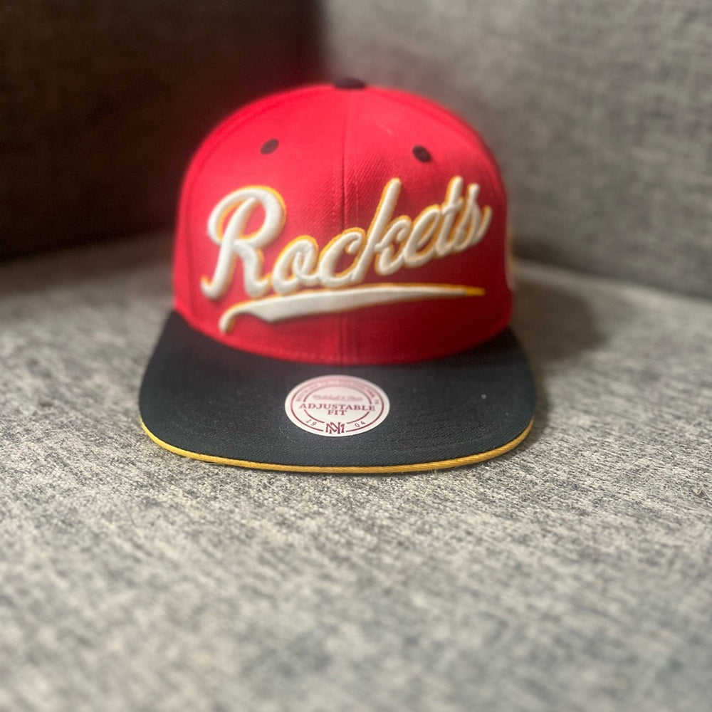 Mitchell & Ness Red and Black Rockets Snapback Hat