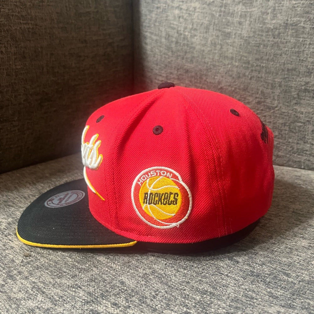 Mitchell & Ness Red and Black Rockets Snapback Hat