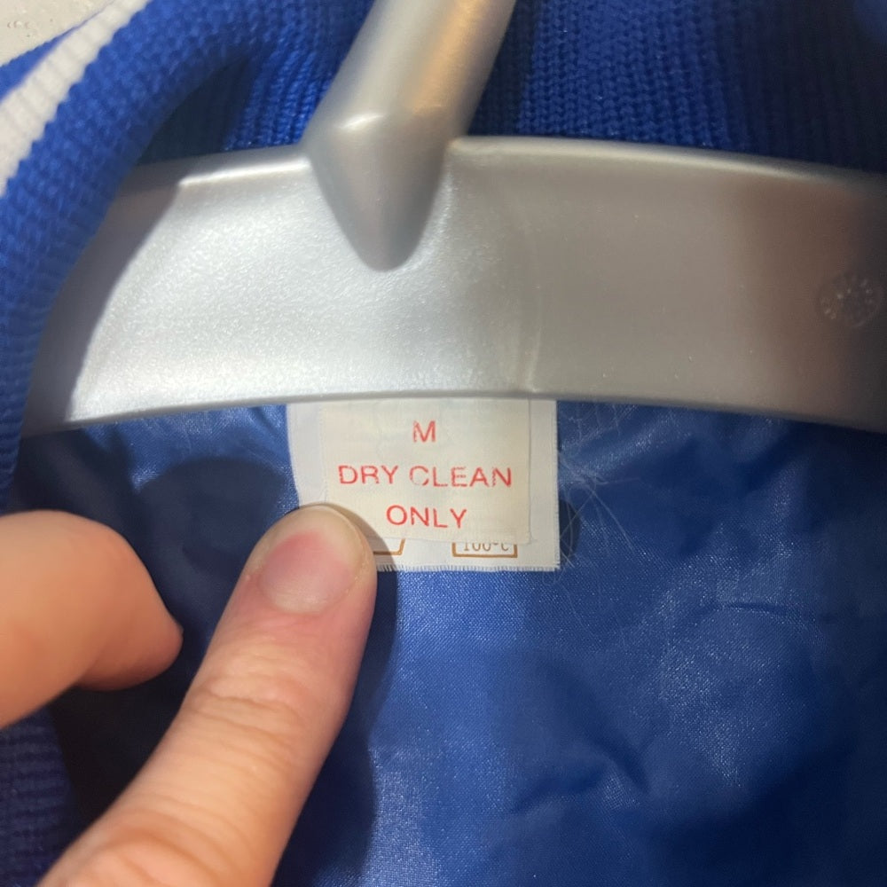 Vintage Blue Windbreaker with Striped Collar