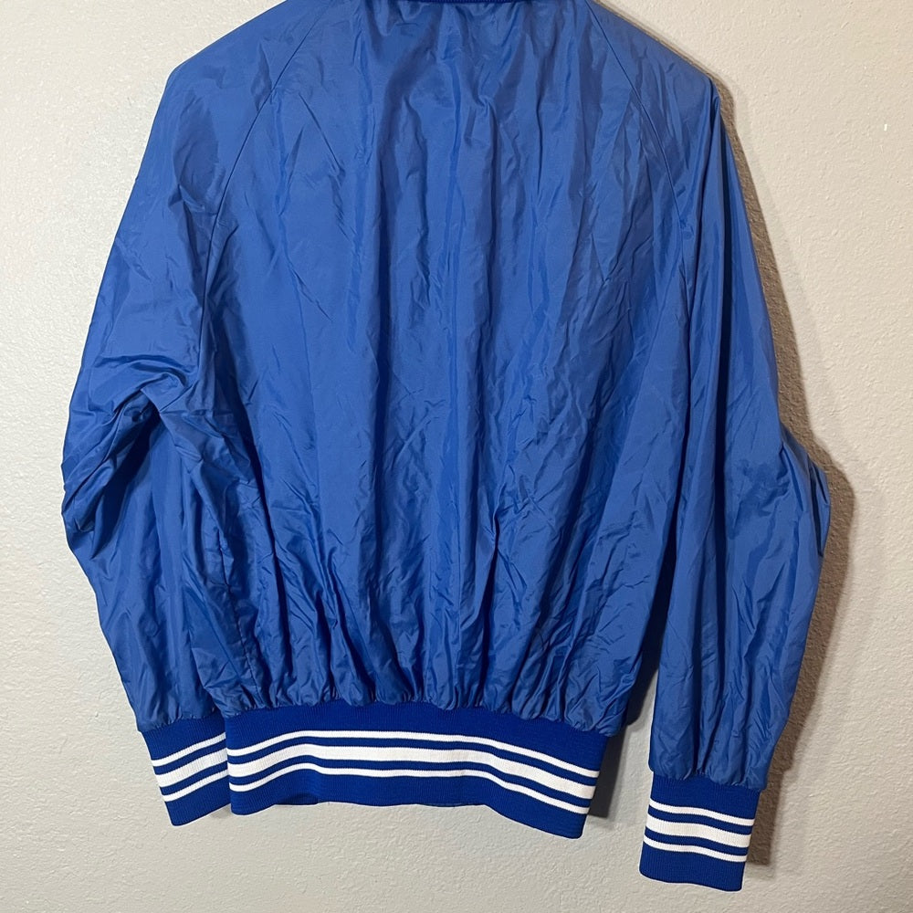 Vintage Blue Windbreaker with Striped Collar