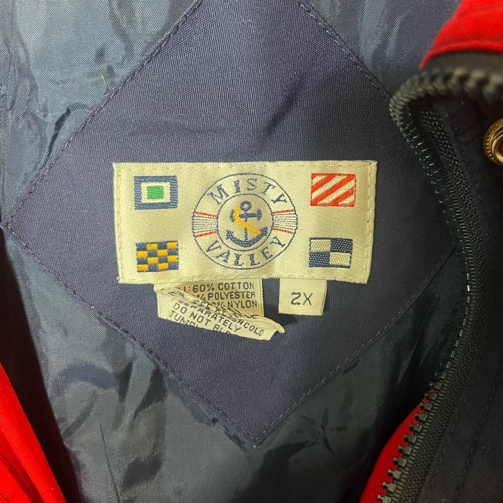 Vintage Navy and Red Windbreaker for Men