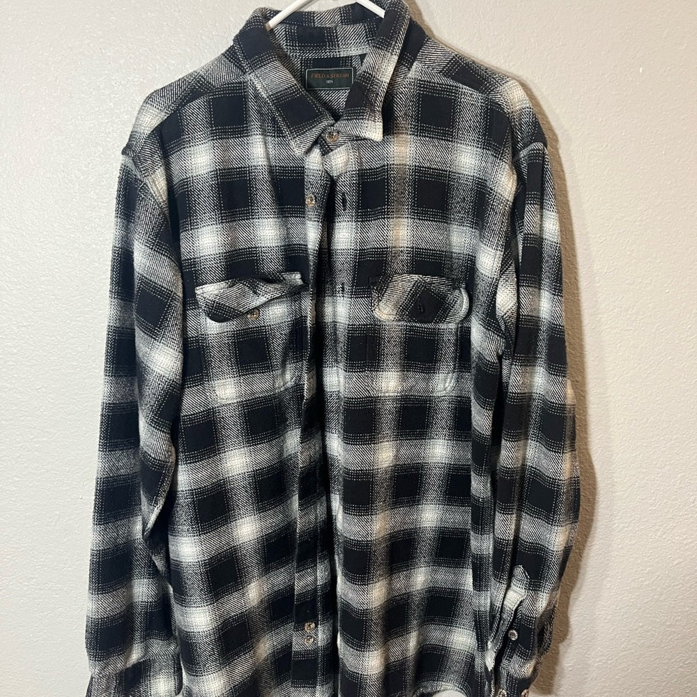 Field & Stream Black and White Plaid Flannel Shacket