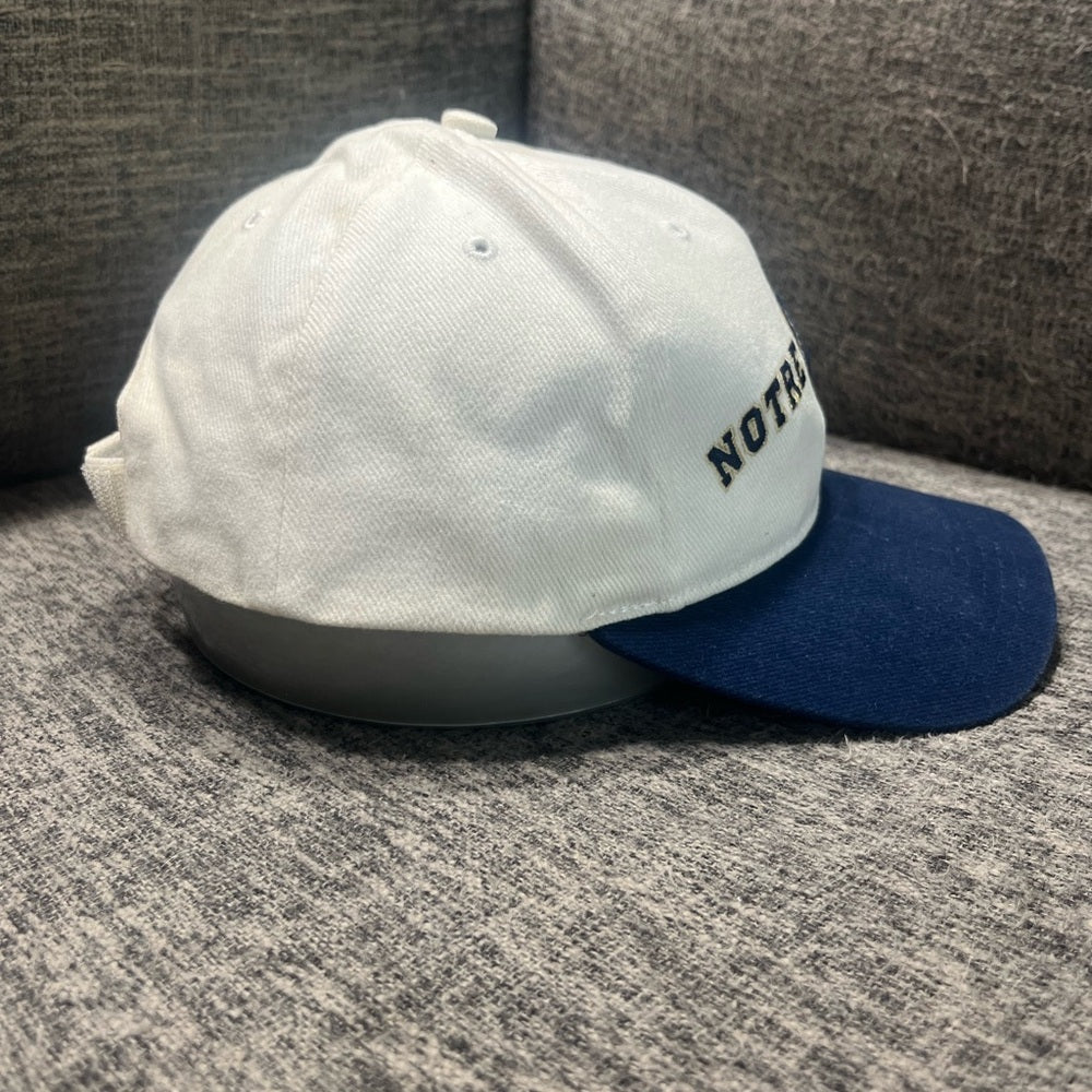 Adidas Notre Dame White and Navy Hat w/ Velcro