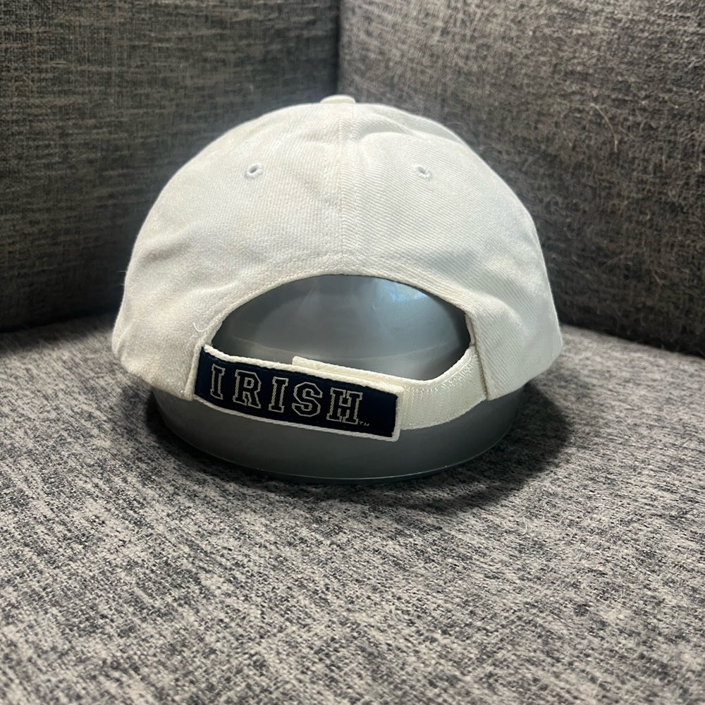 Adidas Notre Dame White and Navy Hat w/ Velcro