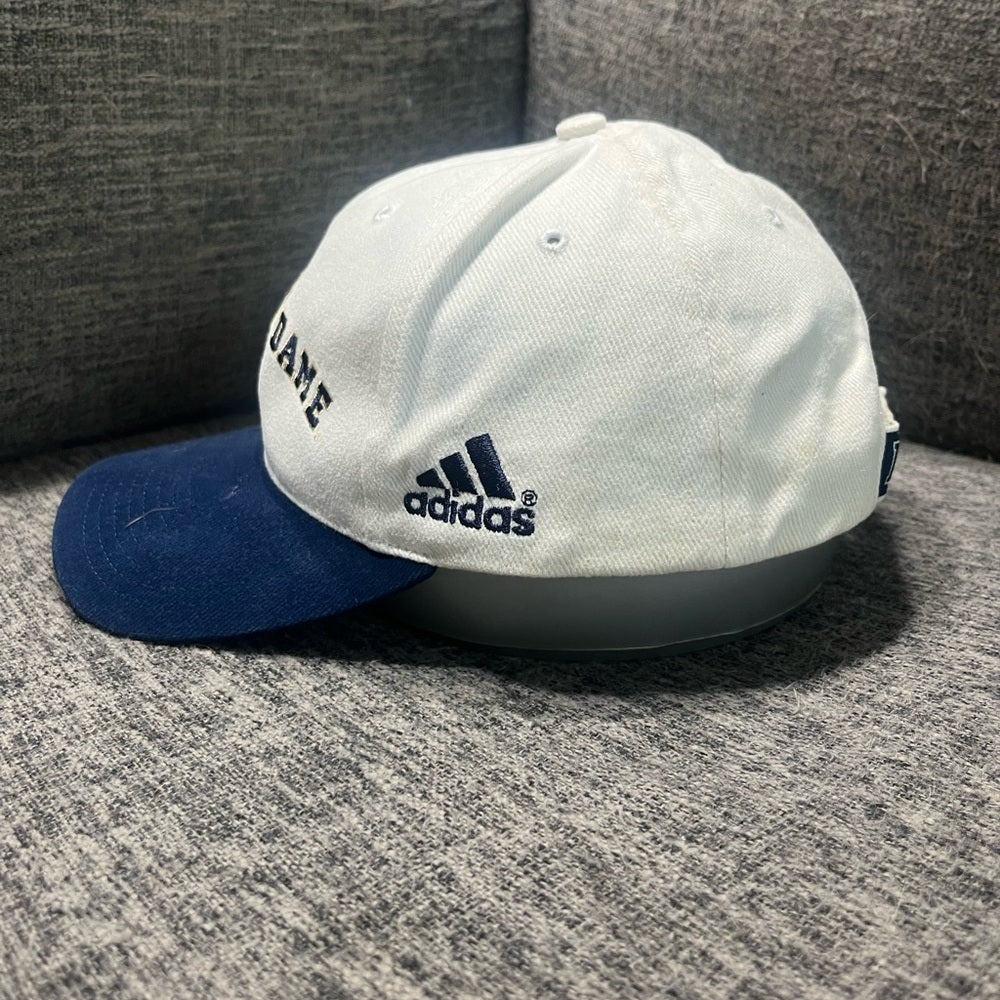 Adidas Notre Dame White and Navy Hat w/ Velcro