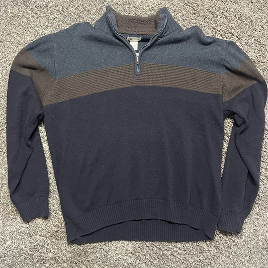 Haggar Men's Zip-Up Sweater - Blue, Gray and Brown
