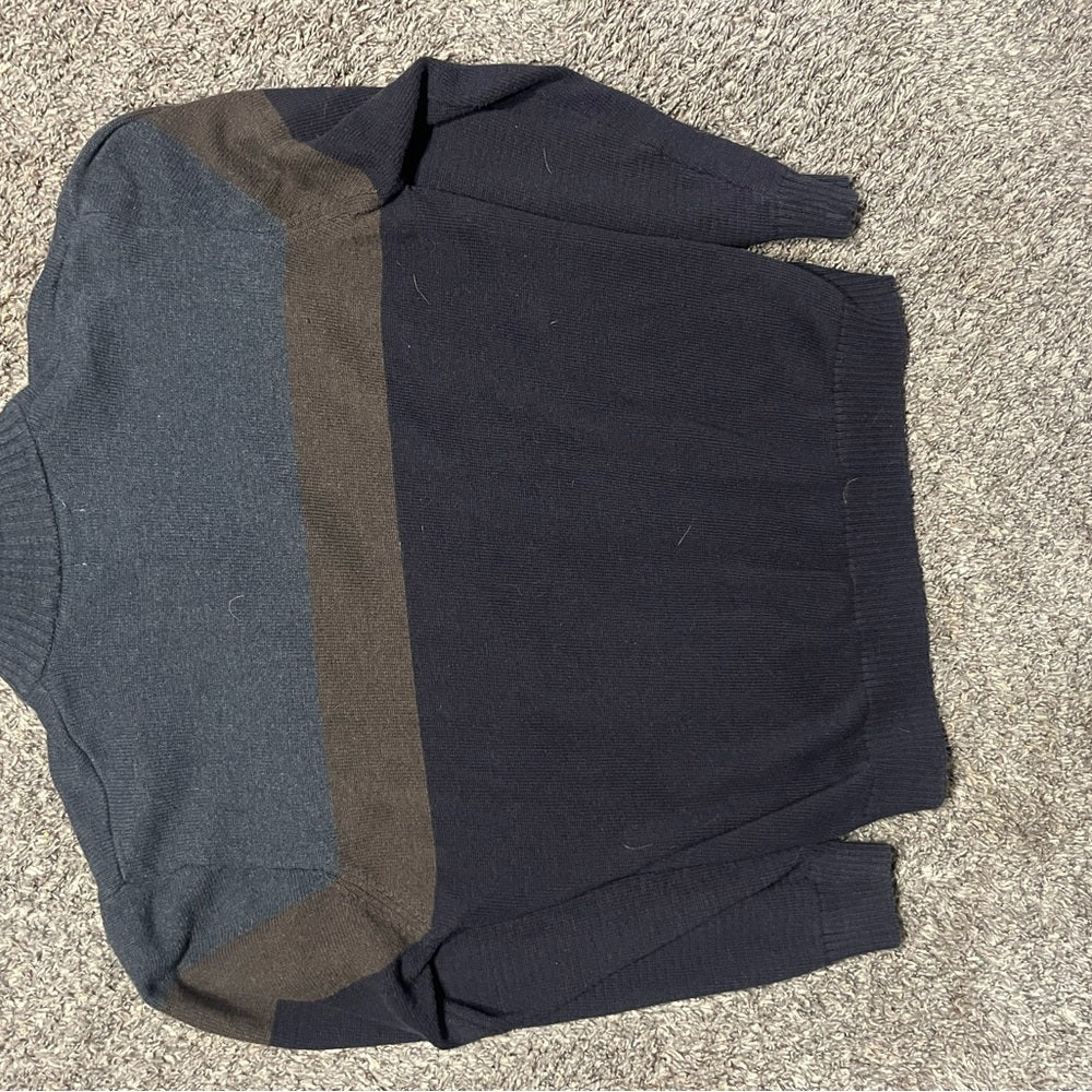 Haggar Men's Zip-Up Sweater - Blue, Gray and Brown