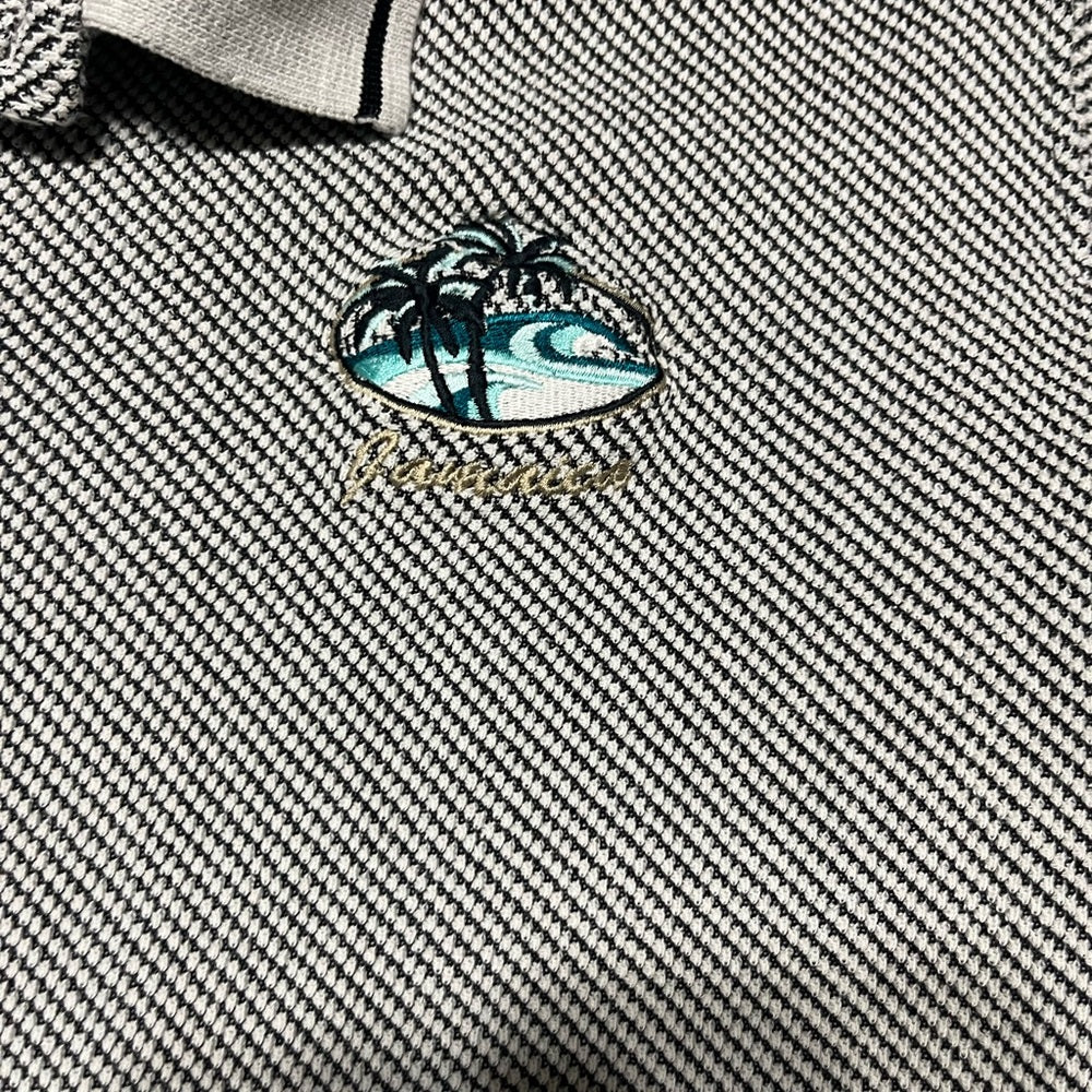 Men's Striped Polo Shirt with Palm Tree Embroidery