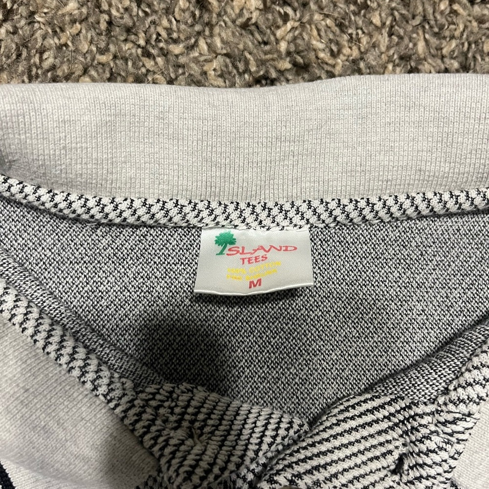 Men's Striped Polo Shirt with Palm Tree Embroidery