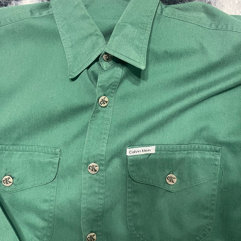 Calvin Klein Men's Forest Green Button Down Shirt