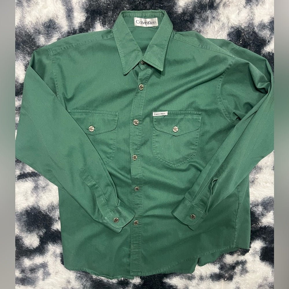 Calvin Klein Men's Forest Green Button Down Shirt