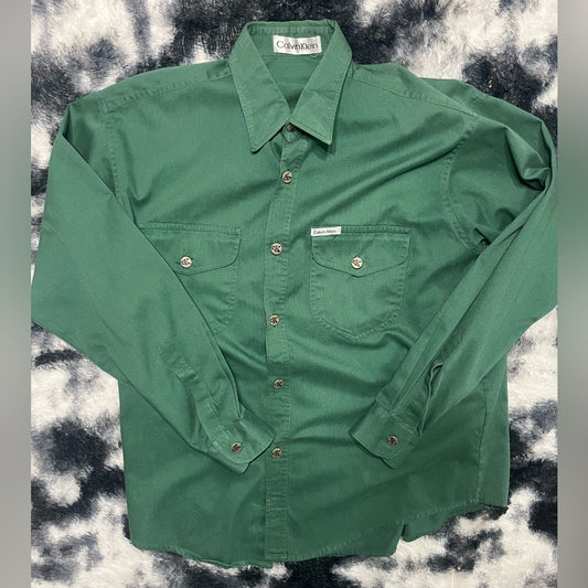 Calvin Klein Men's Forest Green Button Down Shirt