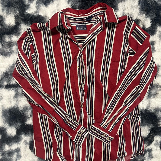 Basic Editions Men's Red and White Striped Shirt