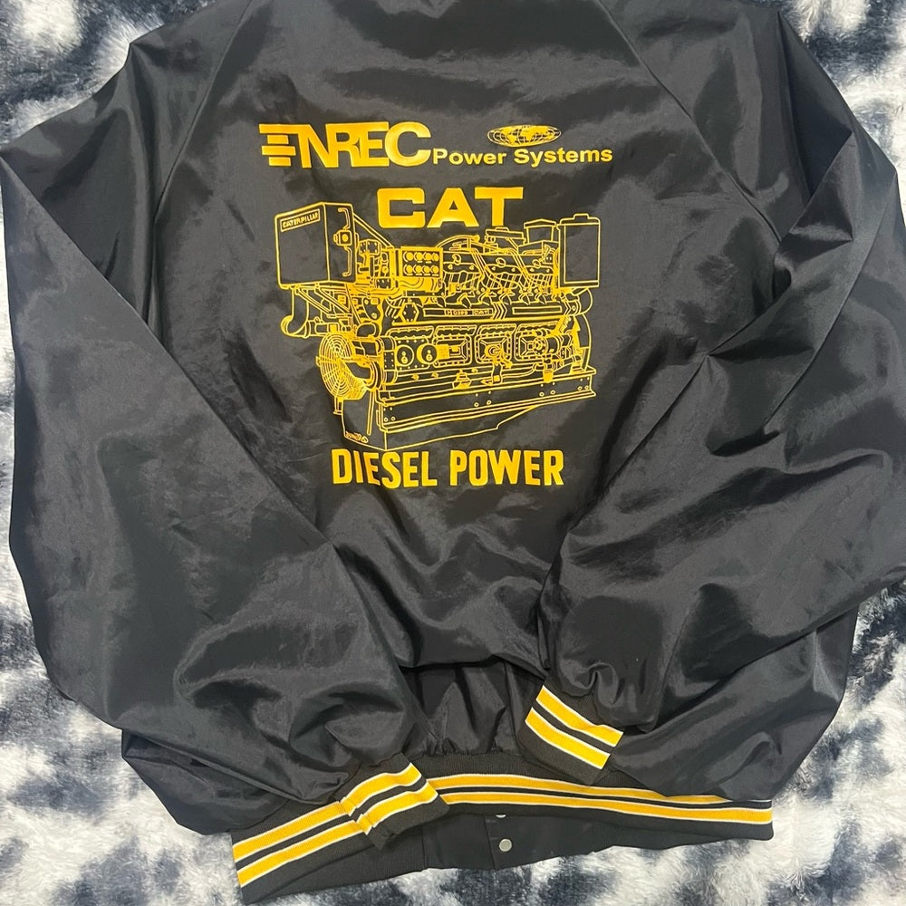 Black Bomber Jacket with Yellow Stripes - sweet back logo