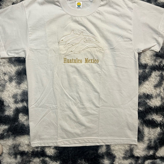 Caribbean White Tee with Huatulco Mexico Design