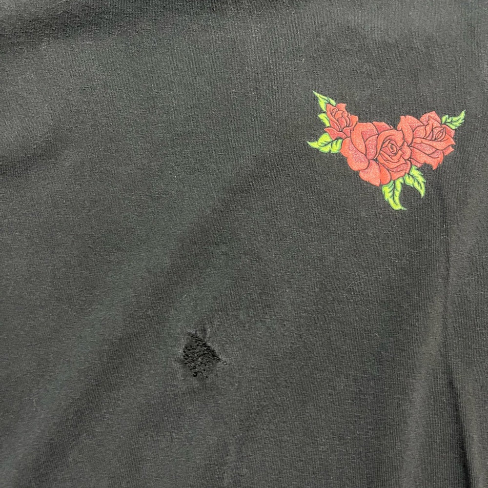 Black Tee with Red Rose Design