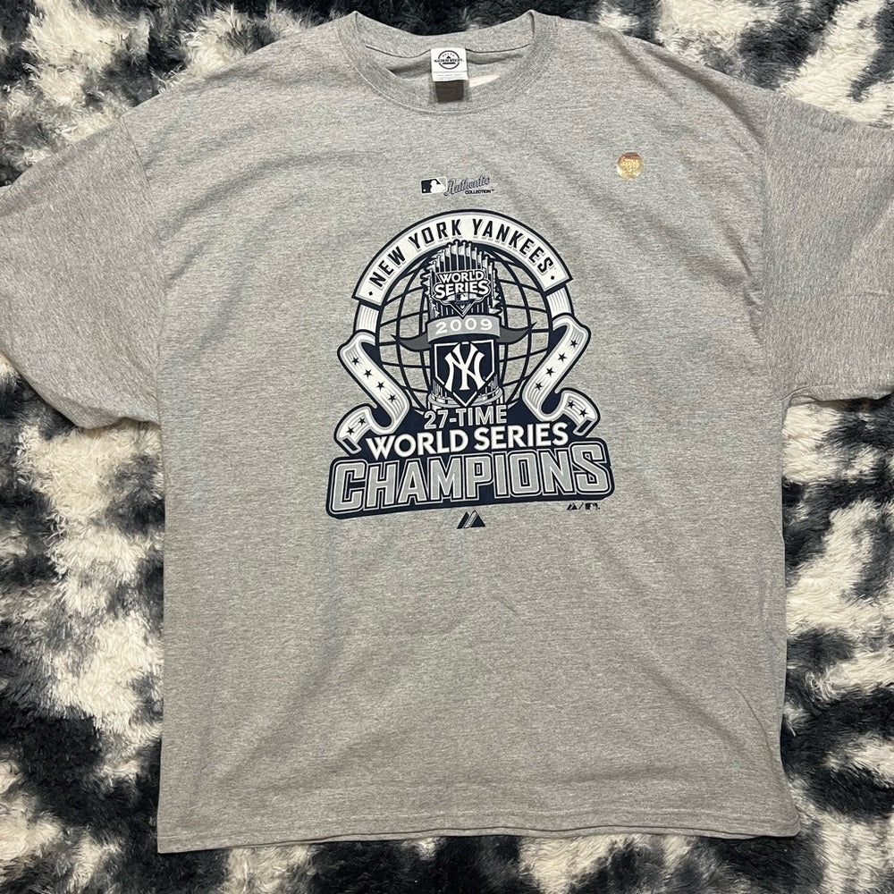 Majestic Gray New York Yankees World Series Champions T Shirt